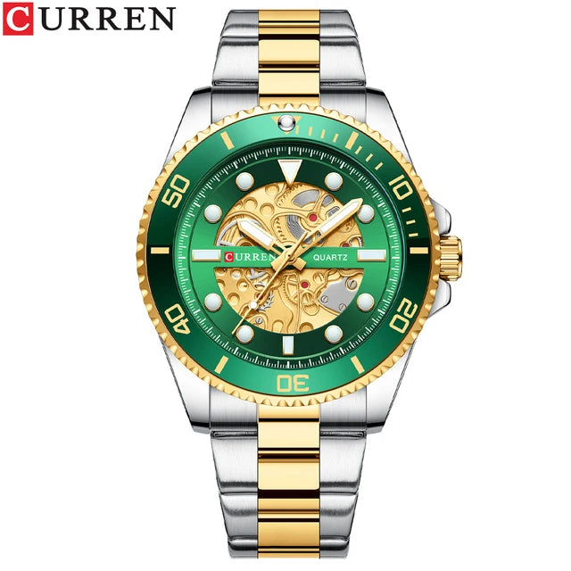 2021 Curren 8412 Round Dial Quartz Watch Luxury Top Brand Stainless Steel Waterproof Sports Casual Men's Watch with Buckle Clasp