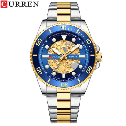 2021 Curren 8412 Round Dial Quartz Watch Luxury Top Brand Stainless Steel Waterproof Sports Casual Men's Watch with Buckle Clasp