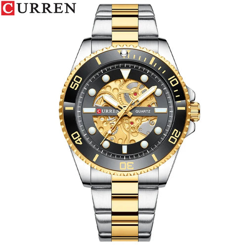 2021 Curren 8412 Round Dial Quartz Watch Luxury Top Brand Stainless Steel Waterproof Sports Casual Men's Watch with Buckle Clasp