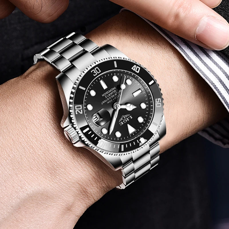 LIGE Watch For Men Top Brand Luxury Fashion Men Watch Casual Business Waterproof Chronograph Quartz Wristwatches Montre Homme