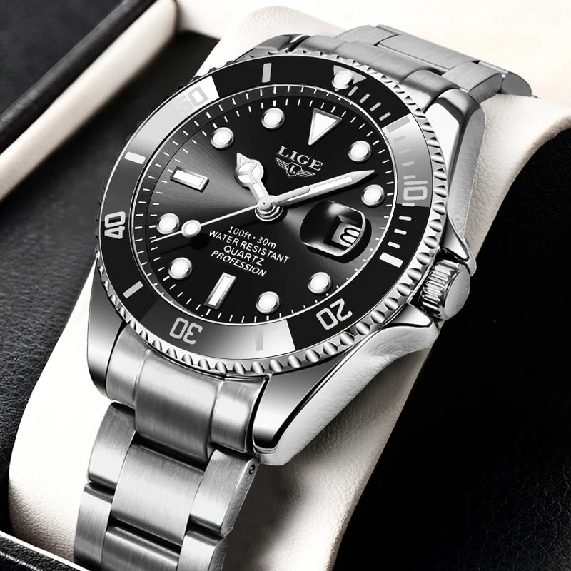 LIGE Watch For Men Top Brand Luxury Fashion Men Watch Casual Business Waterproof Chronograph Quartz Wristwatches Montre Homme