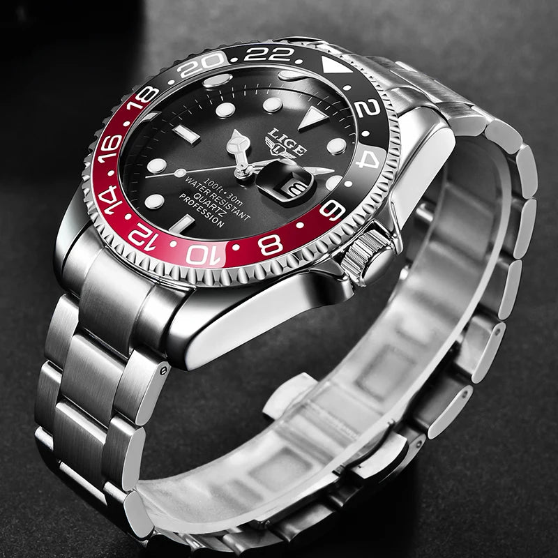 LIGE 2023 New Mens Watches Top Brand Luxury Fashion Black Watch Men Luminous Waterproof Date Clock Sport Mens Quartz Wristwatch