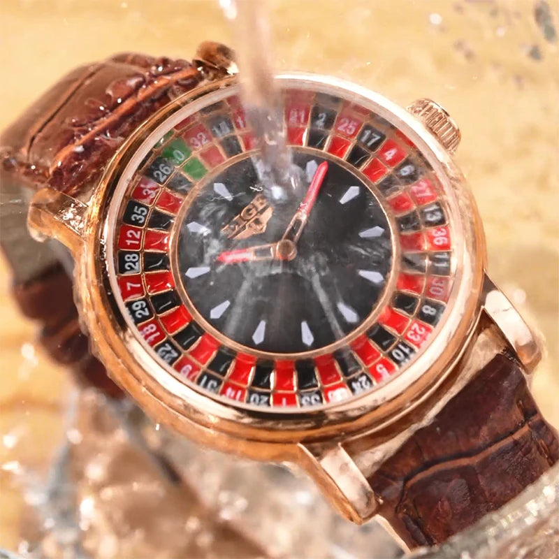 LIGE Creative Retro Quartz Man Watch Fashion Unique Roulette Game Dial Design Leather Casual Luxury Waterproof Luminous Watches