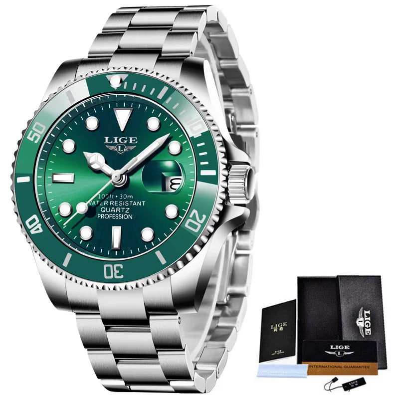 LIGE Watch For Men Top Brand Luxury Fashion Men Watch Casual Business Waterproof Chronograph Quartz Wristwatches Montre Homme