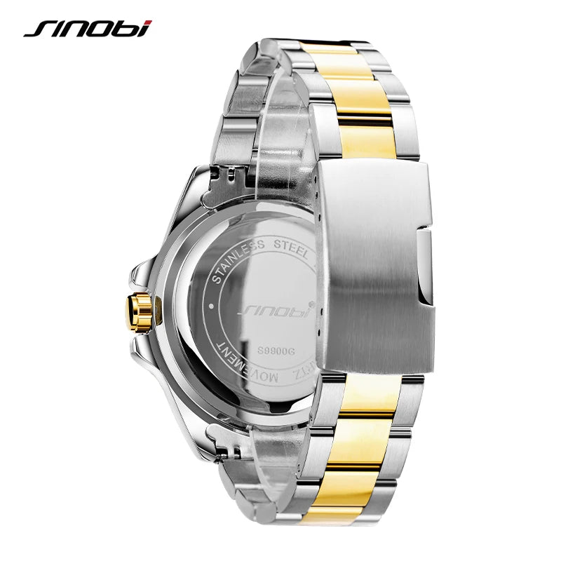 SINOBI Top Luxury Brand Men's Watches Original Fashion Mans Quartz Wristwatches Stainless Steel Male Gifts Clock Montre Homme