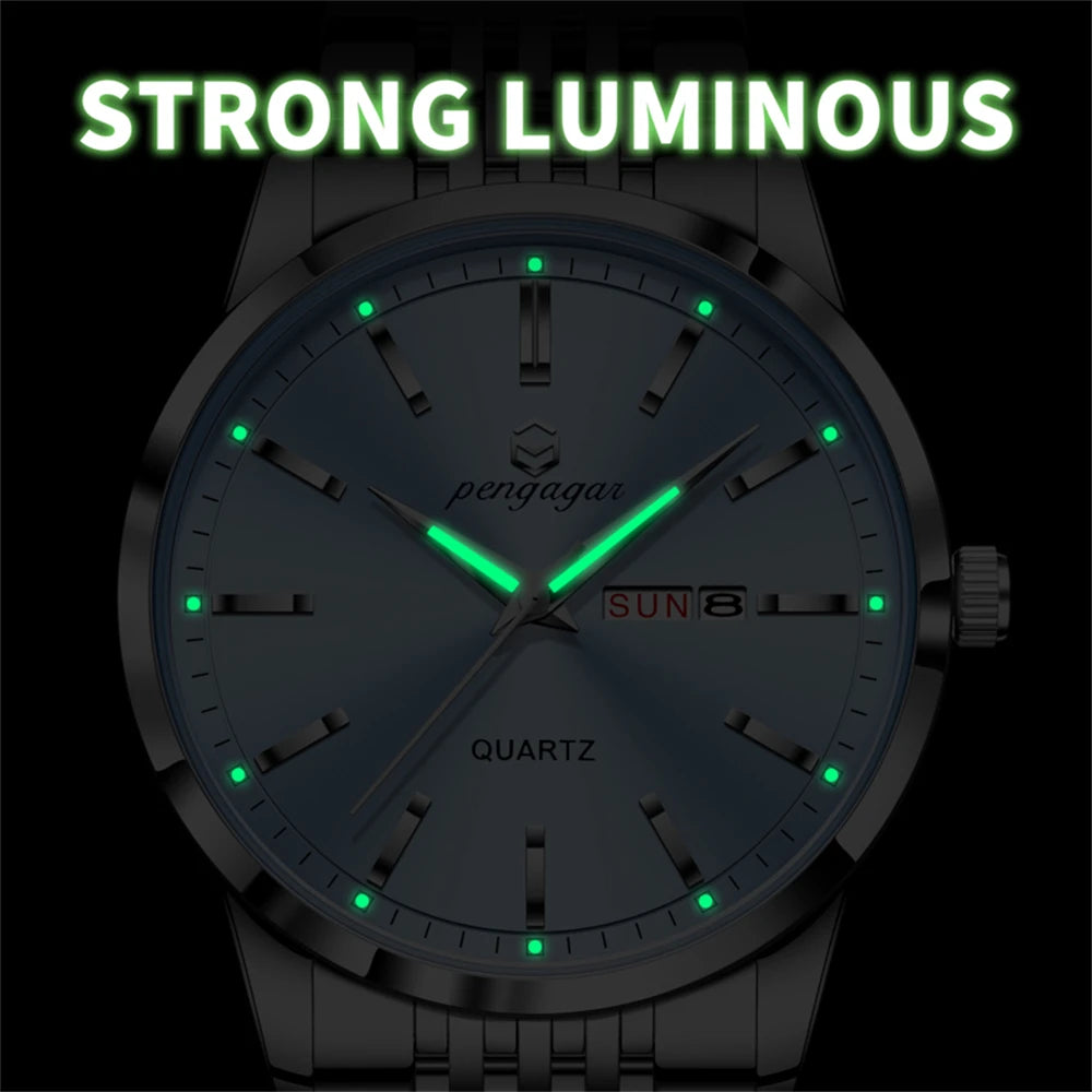 Brand Business Men Watches Luxury New Top Waterproof Stainless Steel Quartz Wrist Watch Man Silver Luminous Clock Relojes Hombre