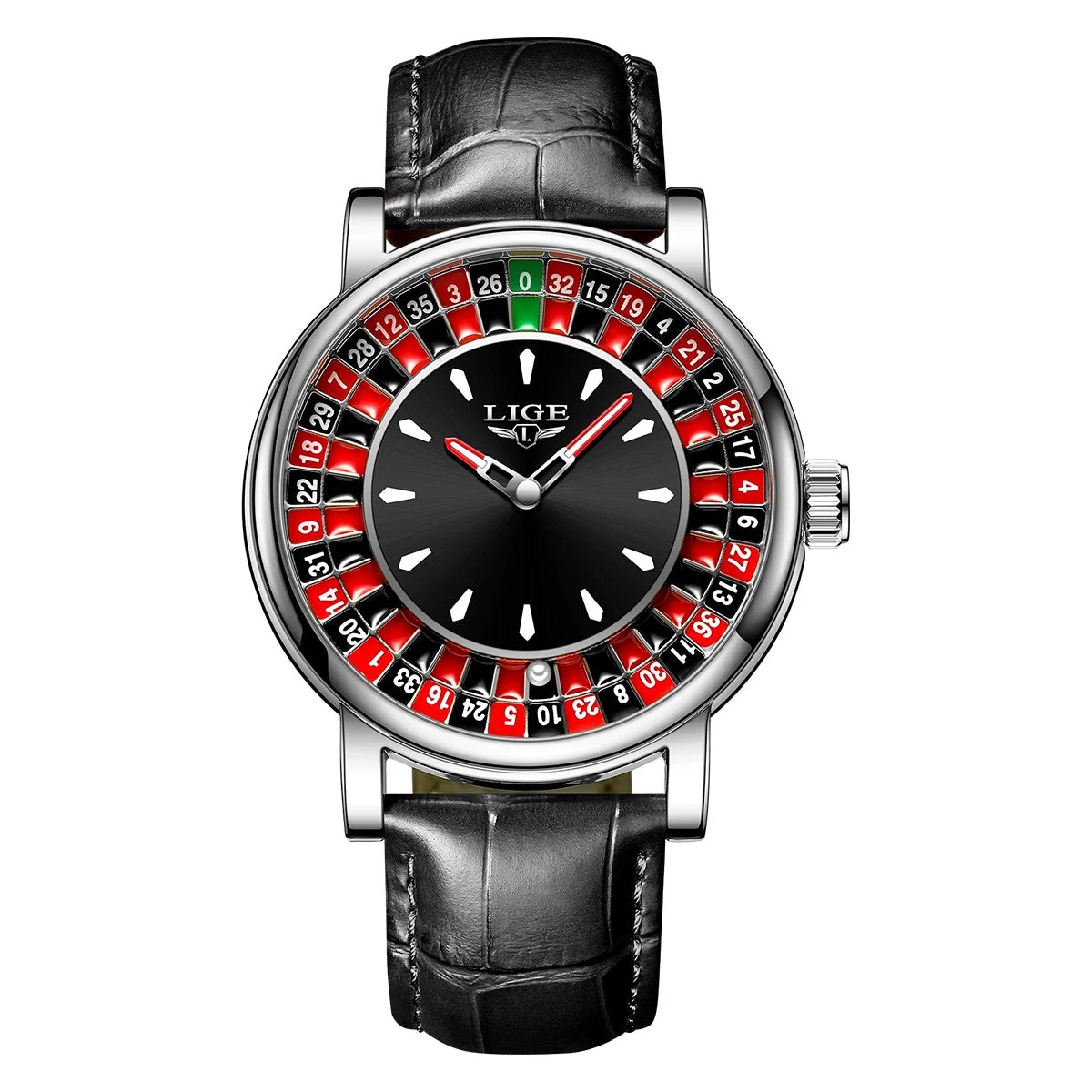 LIGE Creative Retro Quartz Man Watch Fashion Unique Roulette Game Dial Design Leather Casual Luxury Waterproof Luminous Watches