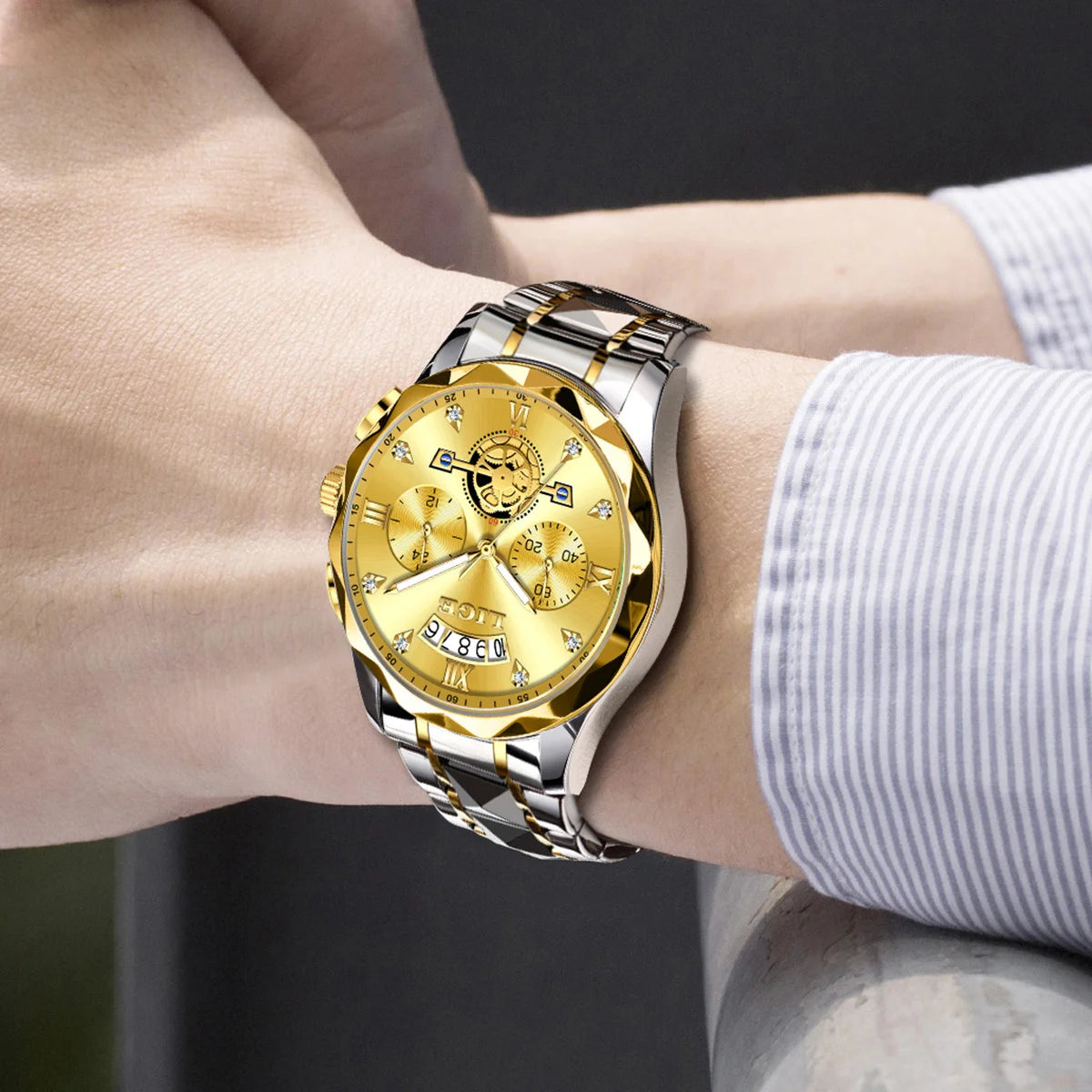 Reloj Hombre Luxury Business Men Watchs Waterproof Quartz Wristwatches Calendar Luminous Chronograph Stainless Steel Man Watch