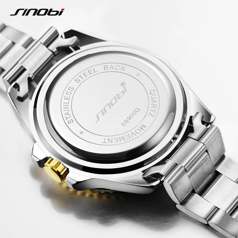 SINOBI Top Luxury Brand Men's Watches Original Fashion Mans Quartz Wristwatches Stainless Steel Male Gifts Clock Montre Homme