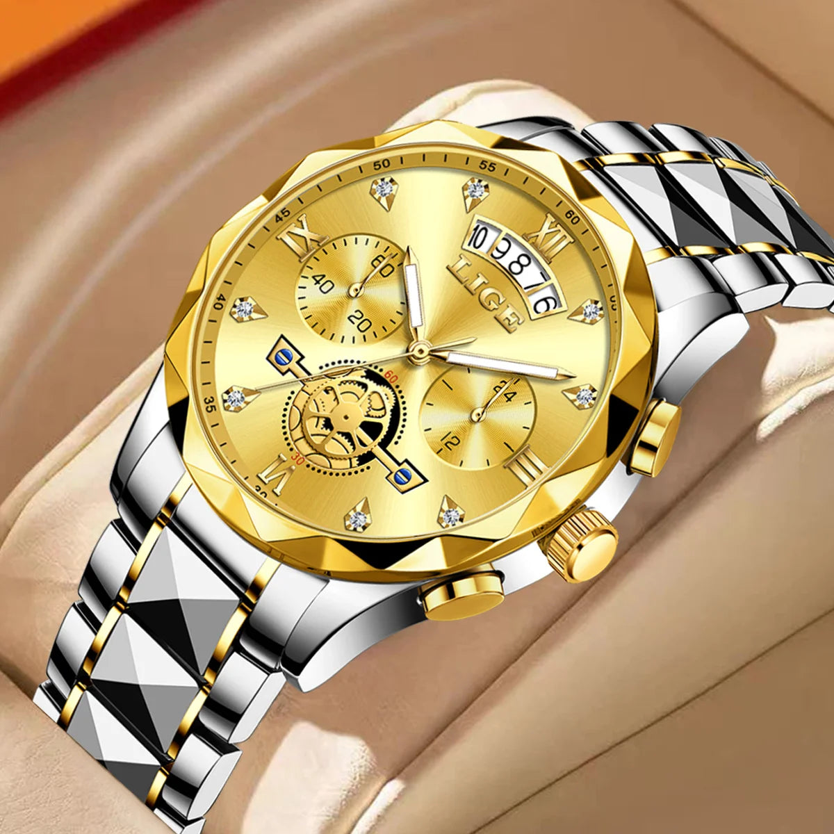 Reloj Hombre Luxury Business Men Watchs Waterproof Quartz Wristwatches Calendar Luminous Chronograph Stainless Steel Man Watch