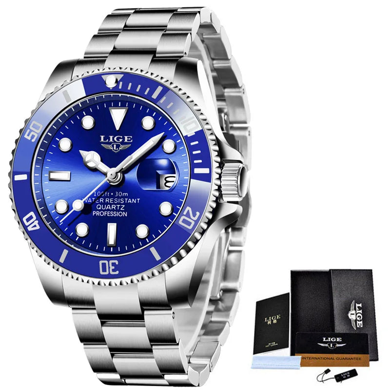 LIGE Watch For Men Top Brand Luxury Fashion Men Watch Casual Business Waterproof Chronograph Quartz Wristwatches Montre Homme