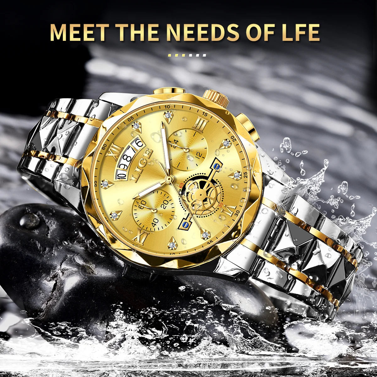 Reloj Hombre Luxury Business Men Watchs Waterproof Quartz Wristwatches Calendar Luminous Chronograph Stainless Steel Man Watch